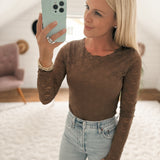 Loving Lace Latte Sheer Sleeve Bodysuit