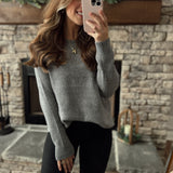 Cozy Outcomes H Grey Chenille Raglan Sweater