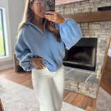 Blue Montauk Snap Button Pullover