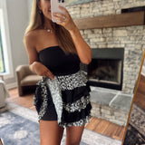 Black Annette Floral Tiered Ruffle Mini Skirt