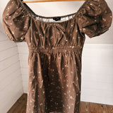 Dark Brown Ditsy Floral Mini Dress