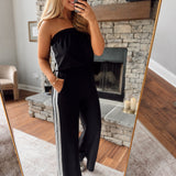 Black Varsity Vibes Jumpsuit