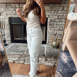 Mica White Super High Mom Cargo Pants