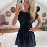 Midnight Blouson Poplin Mini Dress