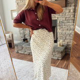 Cream & Chocolate Floral Midi Skirt