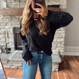 Mina Black Loose Knit Long Sleeve