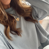 Dusty Blue Astoria Striped Sweatshirt