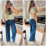 Washed Cobalt Structured Denim Pants