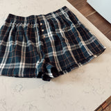Navy Michaela Flannel Boxer Shorts