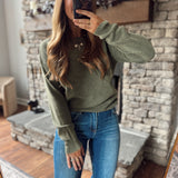 Olive Waffle Daze Lightweight Sweater