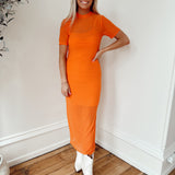 Hit The Breeze Orange Mesh Layered Maxi