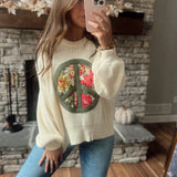 Penny Cream Peace Patch Chunky Knit Pullover Sweater