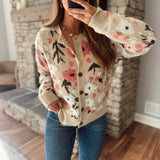 Rose Latte Boucle Blossom Cardigan