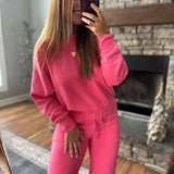 Taffy Pink Raw Edge Burnout Sweatshirt