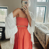 Very Viv Off-White Lace-Trim Cardigan