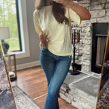 Mica Steel Blue HR Straight Leg Step Hem Denim