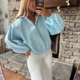 Sky Polka Dot Malyd Snap Button Pullover