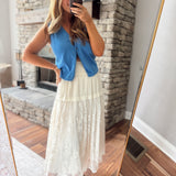 Ecru Softly Styled Midi Skirt