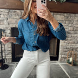 Dark Wash Darling Denim Button Up