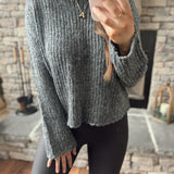 Irma Charcoal Mock Neck Knit Sweater