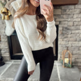 Razzle Dazzle Ivory Pearl and Jewel Studded Boat Neck Dolman Sweater