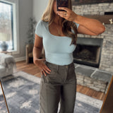 Dusty Blue Pretty Please Baby Tee