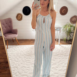 Newport Beach Blue Mix Halter Jumpsuit