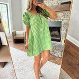 Lime & Green Gingham Mini Dress