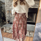 Red Bean Seneca Floral Maxi Skirt