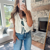 Bowie Ecru Lace Eyelet Vest