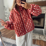 Red Jodey Fuzzy Patterned Jacket