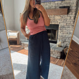 Midnight Drawstring Wide Leg Trousers