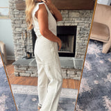 Cream/Taupe Tailored Grid Pants