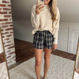 Navy Plaid Zalen Shorts