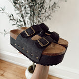 Wannabe Black Denim Platform Sandals