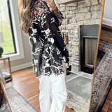 Noir Bloom Crochet Lace Button Down Top