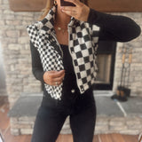 Black Cropped & Checked Vest