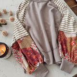 Taupe & Rust Bubble Sleeve Pullover