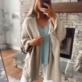 Mocha Folded Quarter Sleeve Cardigan