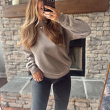 In My Athletic Era Mocha Mock Neck Crew