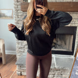 In My Athletic Era Black Mock Neck Crew