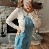 Rowan Blush Floral Mesh Fitted Long Sleeve