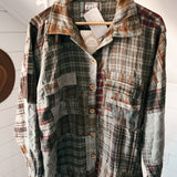 Olive Vintage Plaid Patchwork Top