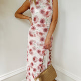 Leads To You Creme Rose Mesh Maxi Dress