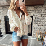 Kyla Cream Floral & Lace Hooded Button Down