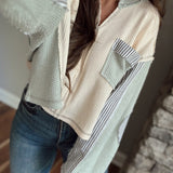 Milana Cream Color Block Long Sleeve