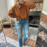 Mica Vintage Blue HR Straight Crop Denim