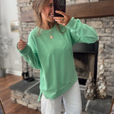Comfy Girl Vibes Mint Green Micro Fleece Crewneck