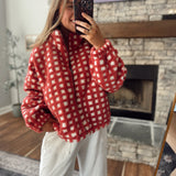 Red Jodey Fuzzy Patterned Jacket