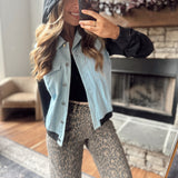 Varsity Blues Hooded Denim Sweatshirt Jacket